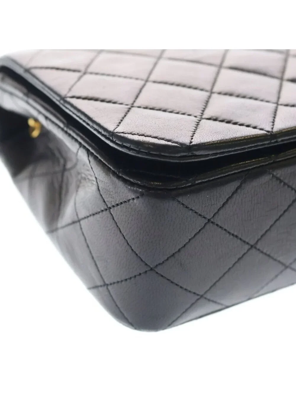 Chanel Quilted 23 Full Flap Lambskin Leather S Chain Shoulder Bag Gold Black